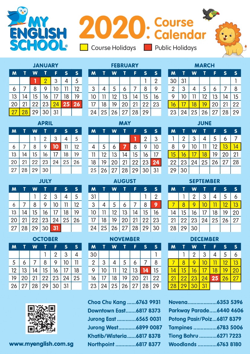 2020 Calendar now available - My English School