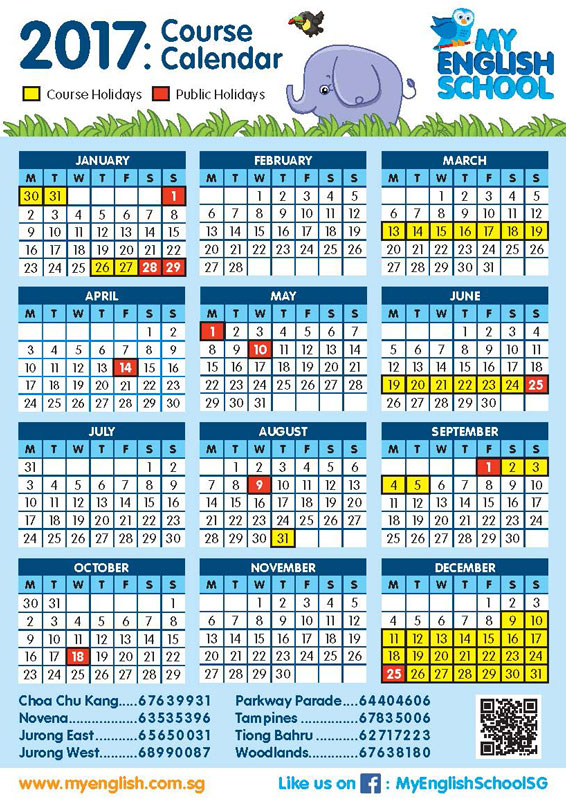 2017 Calendar now available - My English School